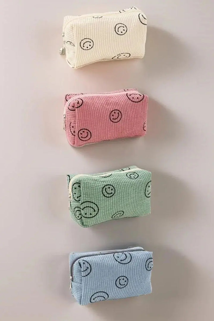 Zenana Smiley Face Corduroy Cosmetic Pouch - Serene Crafts Hub