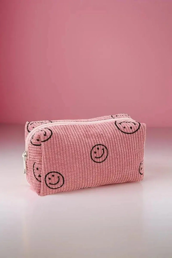 Zenana Smiley Face Corduroy Cosmetic Pouch - Serene Crafts Hub