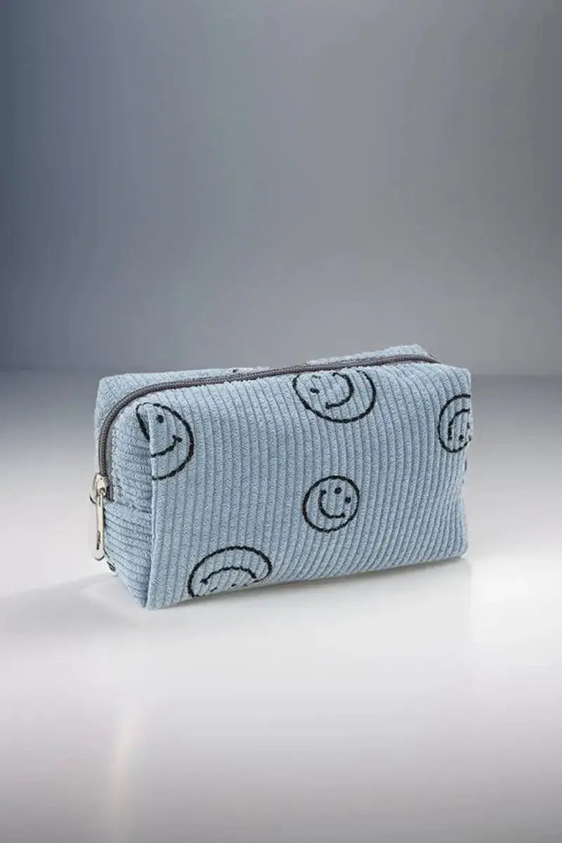 Zenana Smiley Face Corduroy Cosmetic Pouch - Serene Crafts Hub