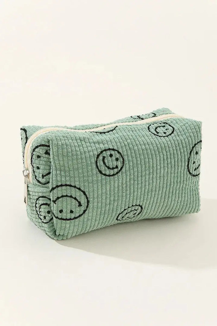 Zenana Smiley Face Corduroy Cosmetic Pouch - Serene Crafts Hub