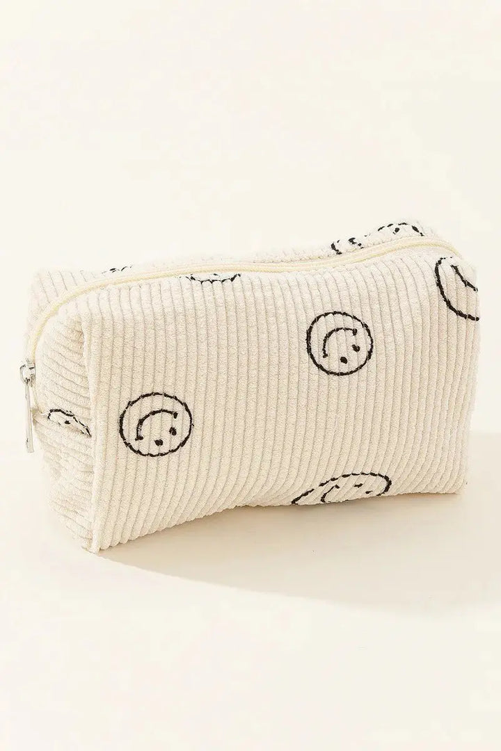 Zenana Smiley Face Corduroy Cosmetic Pouch - Serene Crafts Hub