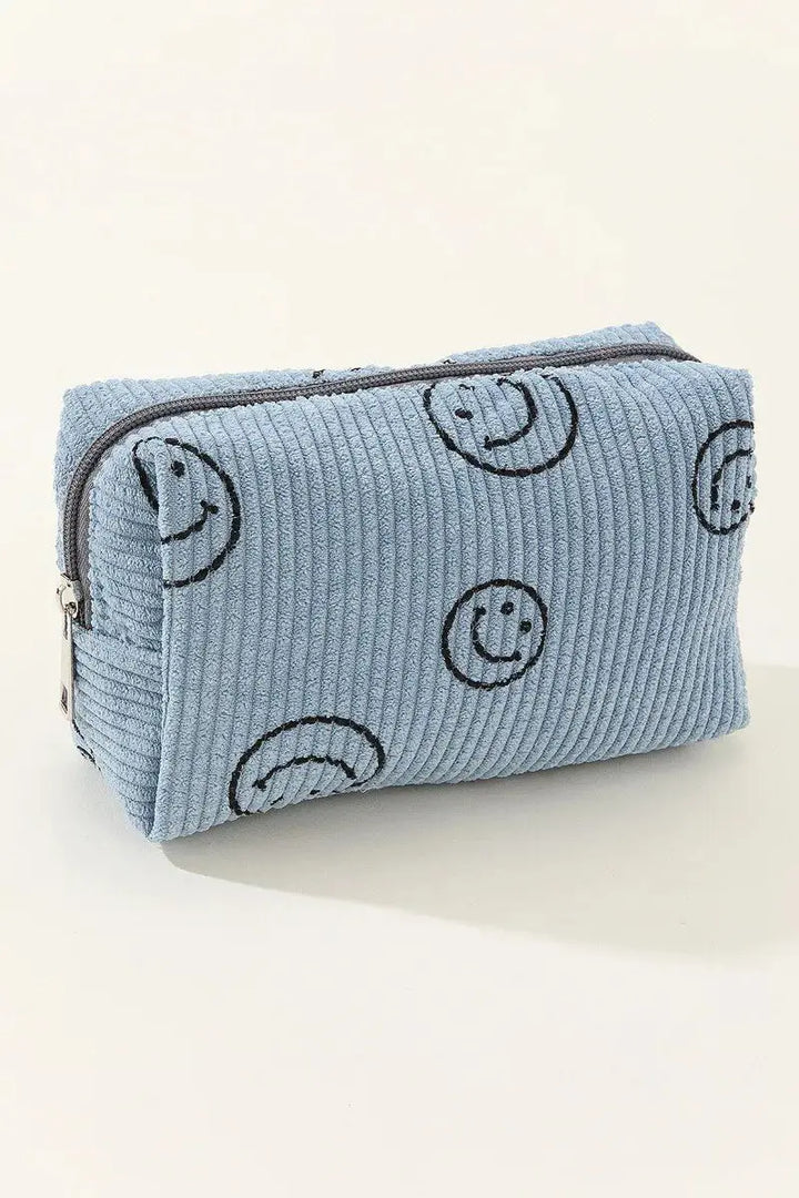 Zenana Smiley Face Corduroy Cosmetic Pouch - Serene Crafts Hub