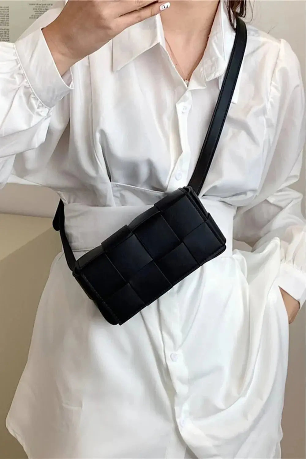 Zenana Vegan Leather Woven Crossbody Bag - Serene Crafts Hub